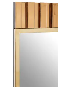 Interiors by Premier Accent Mirror With Metallic Gold Fringes, Sleek Luxe-Style Rectangular New Mirror, Modern Wall Mirror