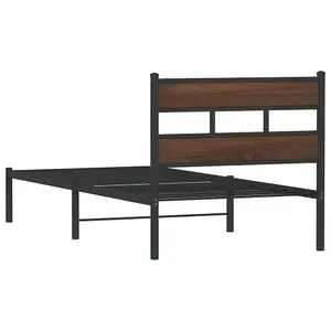 Berkfield Bed Frame without Mattress with Headboard Brown Oak 107x203 cm