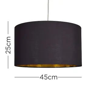 ValueLights Reni Black and Gold X-Large Ceiling Pendant Lamp Shade