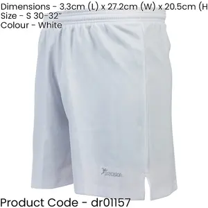 S ADULT Elastic Lightweight Football Gym Training Shorts - Plain WHITE 30-32"