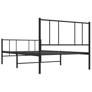 Berkfield Metal Bed Frame with Headboard and Footboard Black 90x190 cm 3FT Single