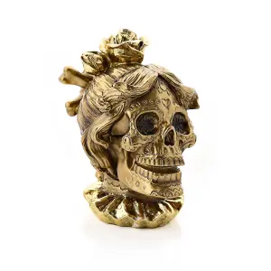 Halloween Gold Skull Resin Figurine