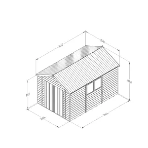 Forest Garden Timberdale 12x8 ft Apex Wooden 2 door Shed with floor (Base included) - Assembly service included