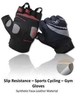 SMART FIT & Multipurpose Fingerless Sports Leather, Top Premium Quality Italian Polyester, GEL Padded Lightweight Gloves