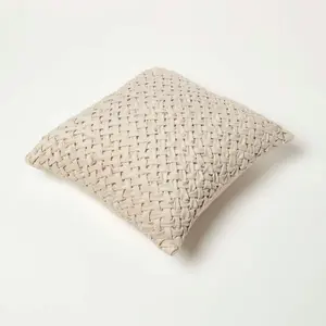 Homescapes Sofia Pleated Cream Velvet Cushion