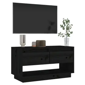 Berkfield TV Cabinet Black 74x34x40 cm Solid Wood Pine