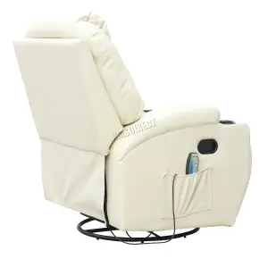 WestWood Bonded Leather Massage Sofa Swivel Chair Cinema Recliner Heating Function Beige