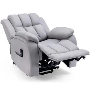 Rise Recliner Chair With Single Motor, Remote Control And Pocket Storage In Leather-Look Grey Technology Fabric