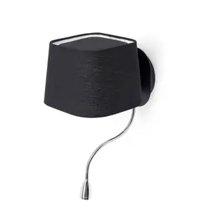 Luminosa Sweet 1 Light Indoor Wall Light Black with Reading Lamp, E27