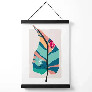 Tropical Plant Blue and Pink Boho Botanical Medium Poster with Black Hanger