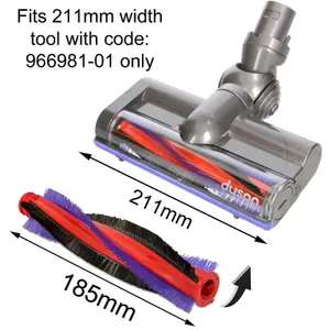 SPARES2GO Brushroll Brush Bar compatible with Dyson V6 SV03 Flexi DC62 Vacuum Cleaner (185mm)