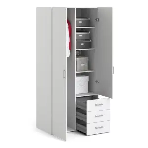 Space Wardrobe with 2 doors + 3 drawers White 1750