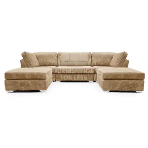 Bishop Coffee U Shaped Soft Fabric Jumbo Cord Detachable 5 Seater Large Sofa