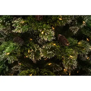 Glittery Bristle Pine Tree with Soft White LED 6ft H