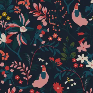 Joules Fields edge Navy Floral Smooth Wallpaper Sample