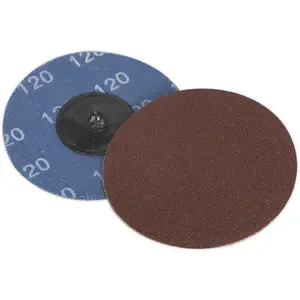 10 Pack of 75mm Quick Change Mini Sanding Discs - 120 Grit Aluminium Oxide for Precision Sanding