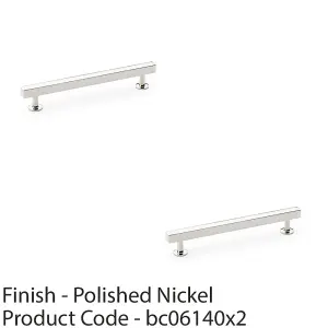 2 PACK - Straight Square Bar Pull Handle Polished Nickel 160mm Centres SOLID BRASS Drawer