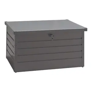 4 x 2 ft Grey Waterproof Metal Outdoor Garden Large Storage Box Lockable Flat Top 350 L