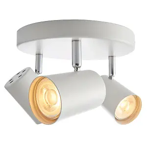 Luminosa Arezzo 3 Light Spotlight Matt White, Chrome Plate, GU10