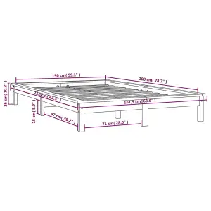 Berkfield Bed Frame Honey Brown 150x200 cm King Size Solid Wood Pine