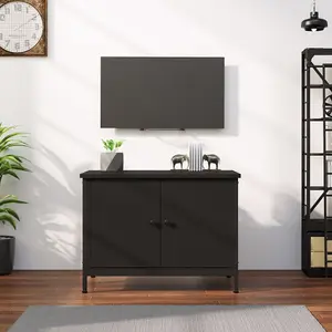 Berkfield TV Cabinet with Doors Black 60x35x45 cm Engineered Wood