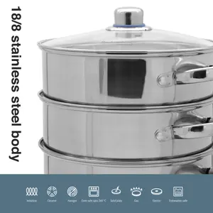 Buckingham Premium  Induction Stainless Steel Three Tier Steamer Set  24 cm