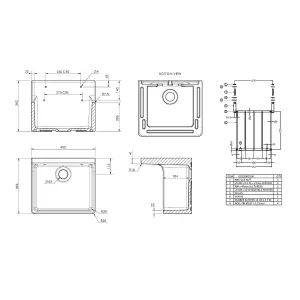 Traditional Fireclay Cleaner Sink with Waste and Legs - 455 x 362 x 396mm