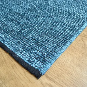 Zenith Blue Flatweave Modern Cotton Blend Rug For Living Room - Large 67x300cm