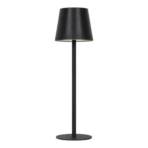 GoodHome Quelea Matt Black Rechargeable Integrated LED Table lamp