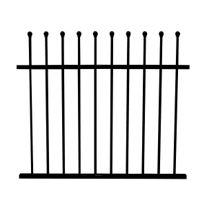 MAINTENANCE FREE 25 YEAR GUARANTEE ColourRail High-Quality Ball Top Railing Panel - 0.9m/3ft high by 2.4m/8ft wide in Black.