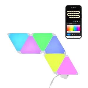 ValueLights Smart RGBIC Triangle Kit, DIY Customizable Shape LED Colour Changing Wall Panel Lights with App Control, Set of 6