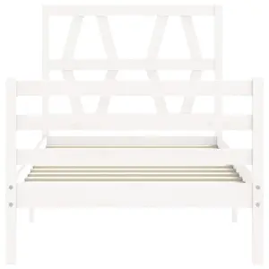 Berkfield Bed Frame with Headboard White 90x200 cm Solid Wood