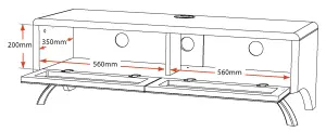 MDA Designs WAVE 1200 Oak with White Glass BeamThru Door 32"-60" Flat Screen Tv Cabinet with Mounting Bracket