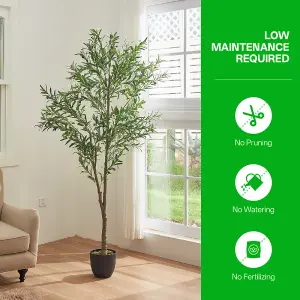 210cm H Artificial Olive Tree Decorative Plant in Planter Suitable for Office Living Room