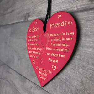 Red Ocean Best Friend Gift Wooden Heart Shaped Sign Best Friend Sign Friendship Gift Thank You Novelty Birthday Chic Plaque