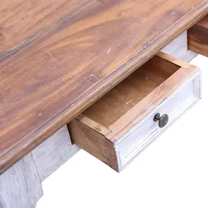 Berkfield Desk with Drawers White 117x57x75 cm Solid Reclaimed Wood