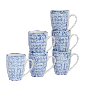 Nicola Spring - Nicola Spring - Hand-Printed Mug - 330ml - Navy - Pack of 6