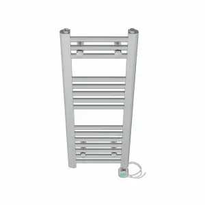 Right Radiators Prefilled Thermostatic Electric Heated Towel Rail Straight Bathroom Ladder Warmer - Chrome 800x300 mm