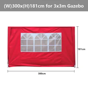 SunDaze Red Side Panel with Window for 3x3M Pop Up Gazebo Tent 1 Piece