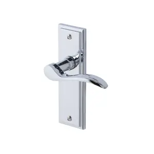 Colours Sennen Polished Chrome effect Aluminium Scroll Latch Door handle (L)105mm (D)86mm, Pair