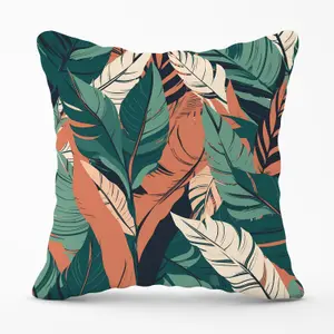 Autumn Tropical Leaves Outdoor Cushion 45cm x 45cm