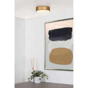 Lucide Unar Modern Flush Ceiling Light 20cm - LED Dim. - 1x12W 2700K - 3 StepDim - Matt Gold, Brass