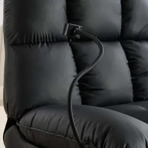 Chicago Faux Leather Swivel & Rocker Manual Recliner Chair Black