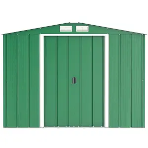 8 x 8 Apex Metal Garden Shed - Green (8ft x 8ft / 8' x 8' / 2.6m x 2.4m)