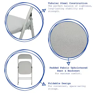 Fabric Padded Metal Folding Chair - Grey