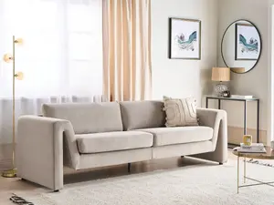 Beliani Modern Velvet Sofa Taupe MAUNU