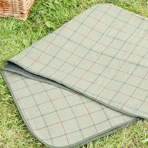 Vintage Luxury Green Tweed Outdoor Garden Picnic Blanket