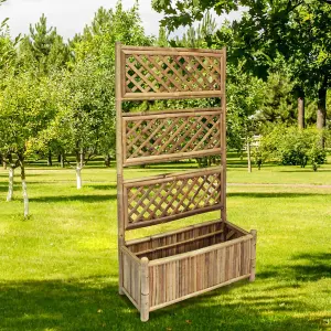 Berkfield Garden Raised Bed with Trellis Bamboo 70 cm