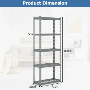 Costway 5-Tier Garage Storage Shelves Adjustable Heavy Duty Metal Storage Shelving Unit 71 x 31 x 168 cm