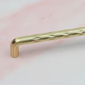 192mm Brass Gold Cupboard Handles Textured Grooved Knurled Bar Pull Kitchen Cabinet Door Drawer Dresser Replacement